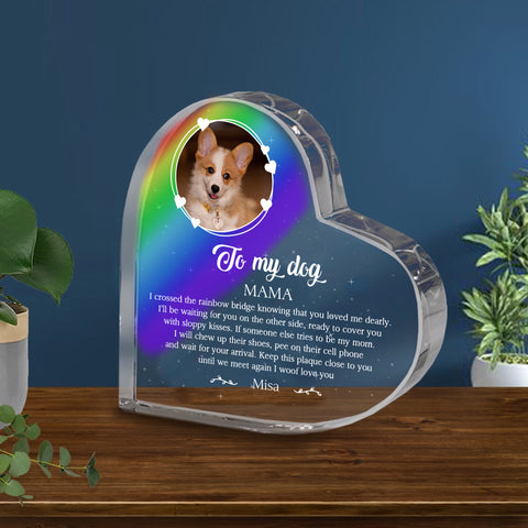 To My Dog Mama Photo Crystal Heart Acrylic Blocks - Memorial Gifts for Pet Lovers - Pet Loss Gifts