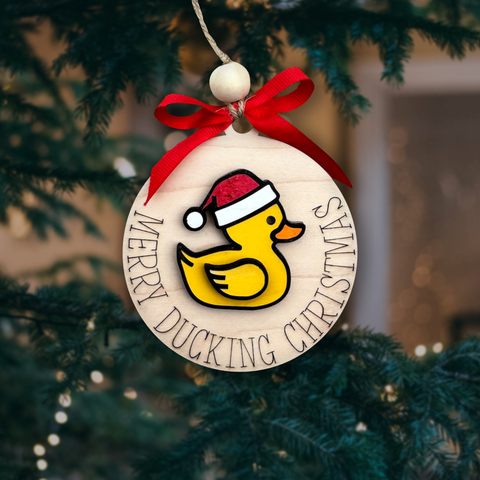 Merry Ducking Christmas Ornament - Funny Christmas Tree Decoration