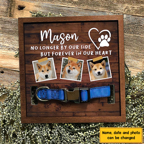 No Longer By Our Side But Forever In Our Heart Personalized Pet Loss Sign - Upload Image Pet Memorial Gifts For Dogs Dog Remembrance Gift