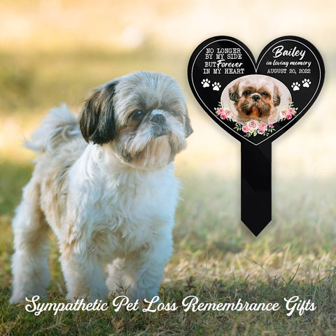 No Longer By My Side But Forever In My Heart Garden Stake - Personalized Custom Acrylic Garden Stake for Loss of Dogs and Cats