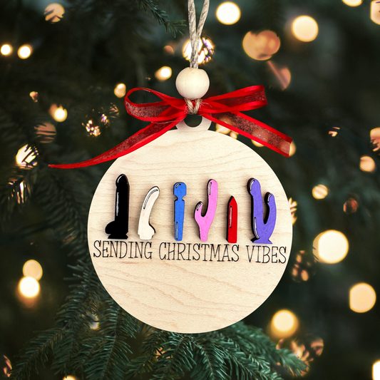 Sending Christmas Vibes Ornament - Funny Christmas Tree Decoration