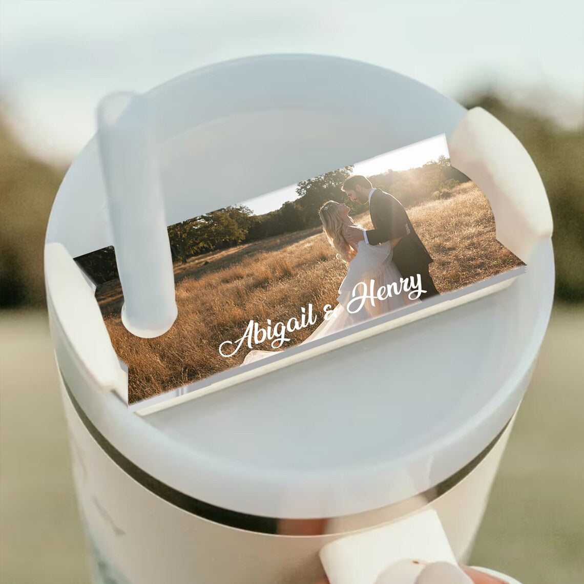 Custom Couple Photo Tag for Stanley, Tumbler Tag Wedding Gift, Quencher Name Tag H2.0, Couple Stanley Tag, Bestie Gift Custom Photo Portrait