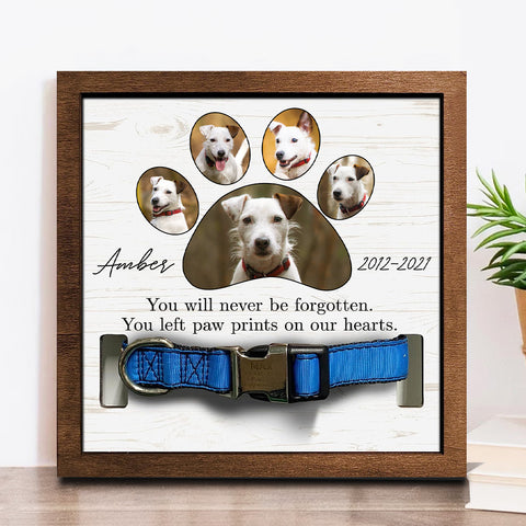 You Left Paw Prints On Our Hearts Personalized Pet Loss Sign - Upload Image Pet Memorial Gifts For Dogs Dog Remembrance Gift