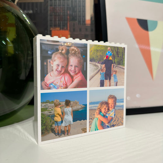 Personalized Building Block Puzzle Square 4 Photo Collage Block - Personalized, Building Block, Puzzle, Gift, Him, Birthday, Anniversary