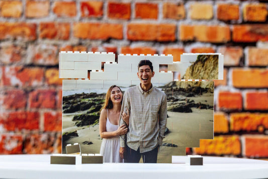 Personalized Building Brick Photo Block Puzzle Custom Family Keepsake - Horizontal Large - Gift, Him, Birthday, Anniversary