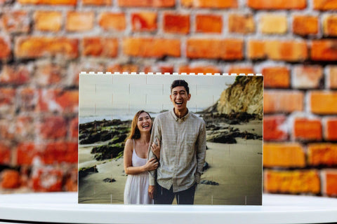 Personalized Building Brick Photo Block Puzzle Custom Family Keepsake - Horizontal Large - Gift, Him, Birthday, Anniversary