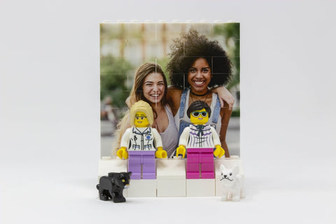 Personalized Mini Figures With Custom Building Bricks Small Square Photo Block - Gift for Besties