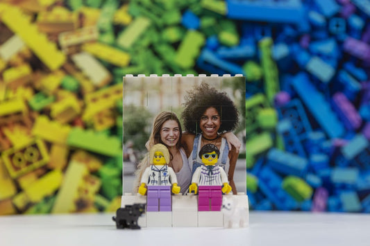 Personalized Mini Figures With Custom Building Bricks Small Square Photo Block - Gift for Besties
