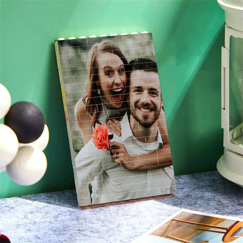 Personalized 2 Photos Block Puzzle - Custom Picture Building Brick - Anniversary Gift - Gift for Him