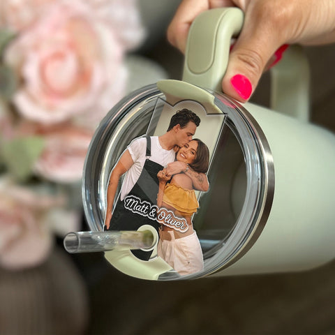 Custom Couple Photo Stanley Name Tag, 30 oz 40 oz Stanley Name Plate, Tumbler Name Tag, Gift for Him, Valentines Day Gift, Boyfriend Gift