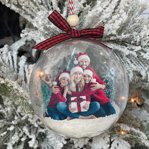 Custom Photo Globe Ball Ornament - 3D Ball Ornament Gifts - Christmas Gift for kid - Baby Photo Ornament - Family Photo Ornament