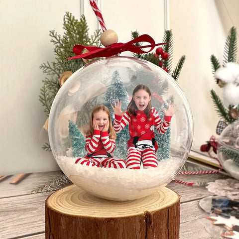 Custom Photo Globe Ball Ornament - 3D Ball Ornament Gifts - Christmas Gift for kid - Baby Photo Ornament - Family Photo Ornament