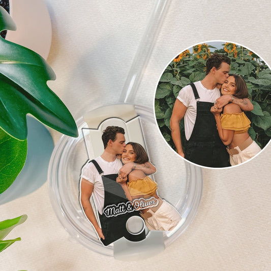 Custom Couple Photo Stanley Name Tag, 30 oz 40 oz Stanley Name Plate, Tumbler Name Tag, Gift for Him, Valentines Day Gift, Boyfriend Gift