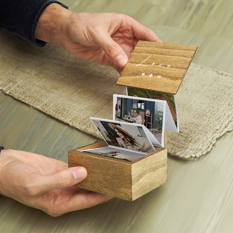 Pull Out Photo Memory Box, Photo Album, Keepsake Box, Customized Wooden Photo Frame, Shadow Box, Wooden Box Personalized, Trinket Wooden Box