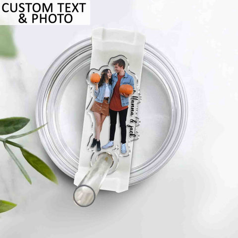 Custom Photo Tumbler Name Plate, 30 40oz Tumbler Plate Topper, Personalized Photo Tumbler Tag for Valentine Gift for Him Her, Couple Gifts