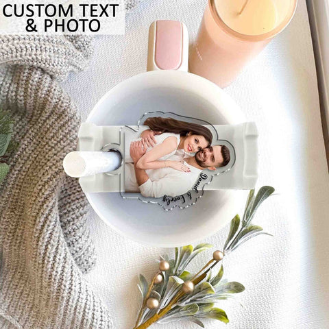 Custom Photo Tumbler Name Plate, 30 40oz Tumbler Plate Topper, Personalized Photo Tumbler Tag for Valentine Gift for Him Her, Couple Gifts