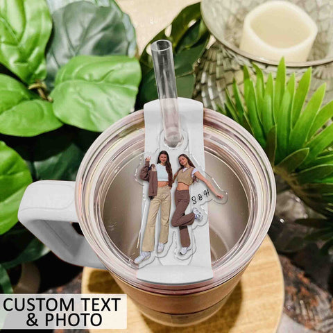 Personalized Best Friends Photo Tumbler Name Tag, Custom Photo Besties 30oz 40oz Stanley Quencher Name Plate Topper, Best Friend Gift