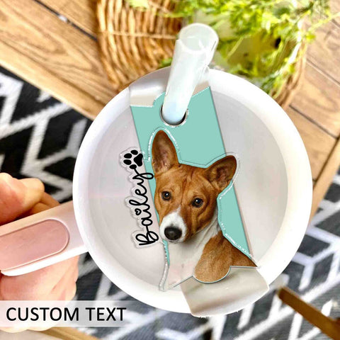 Personalized Pet Photo Tumbler Name Tag, 30oz 40oz Stanley Quencher Pet Plate Topper, Tumbler Topper, Pet Memorial Tumbler Tag,Dog Mom Gift