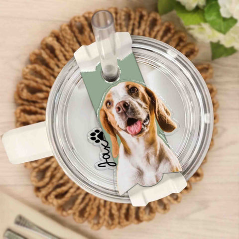 Personalized Pet Photo Tumbler Name Tag, 30oz 40oz Stanley Quencher Pet Plate Topper, Tumbler Topper, Pet Memorial Tumbler Tag,Dog Mom Gift
