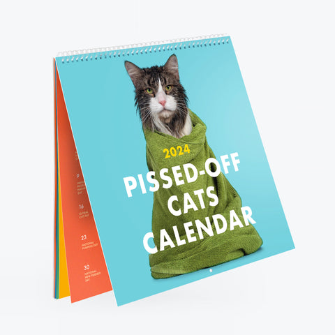 | FREESHIP | 2024 Pissed-Off Cats Calendar - Funny Cat Wall Calendar
