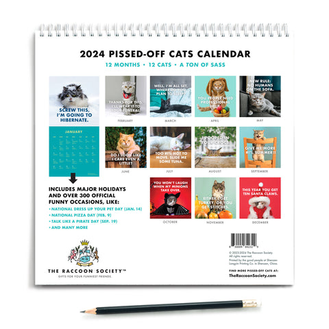 | FREESHIP | 2024 Pissed-Off Cats Calendar - Funny Cat Wall Calendar