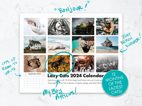 | FREESHIP | 2024 Lazy Cat Calendar - Cat Wall Calendar - Gift for Cat Lovers