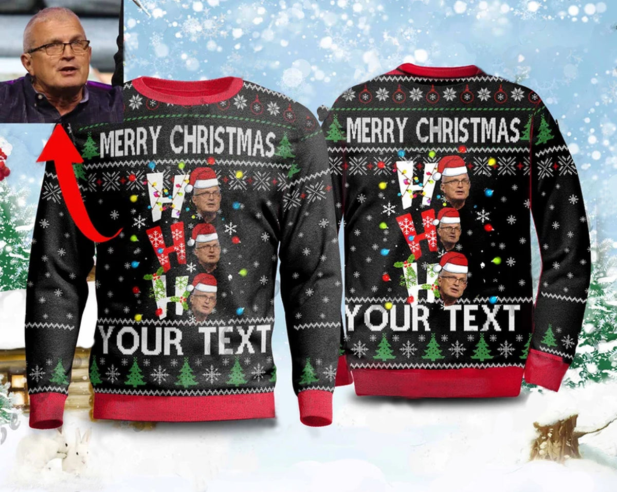 Merry Christmas Custom Face and Text Sweater for Christmas - Ugly Christmas Sweater