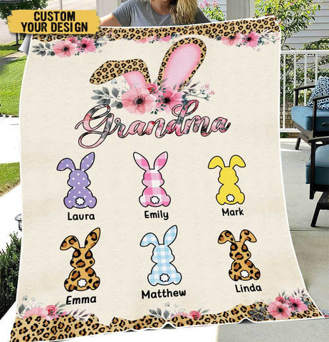 Grandma Bunny - Personalized Blanket - Best Gift For Mother, Grandma