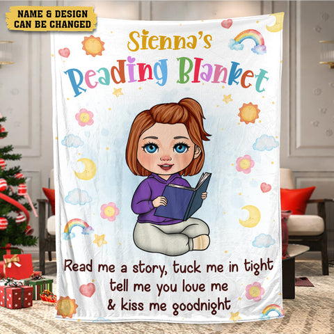 Rainbow Kid Reading Blanket - Personalized Blanket - Thoughtful Gift For Birthday