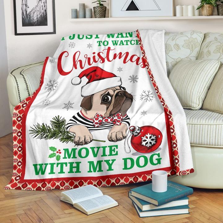 Pug Dog Happy Christmas Fleece Blanket - Christmas Fleece Blanket - Gift For Dog Lovers