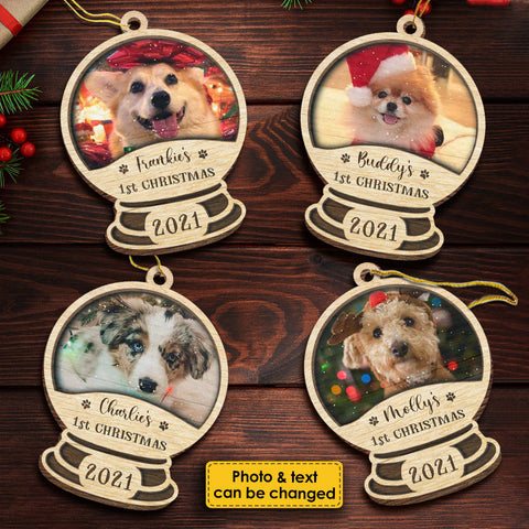 First Christmas 2021 Snowball - Upload Pet Photo - Personalized Shaped Ornament