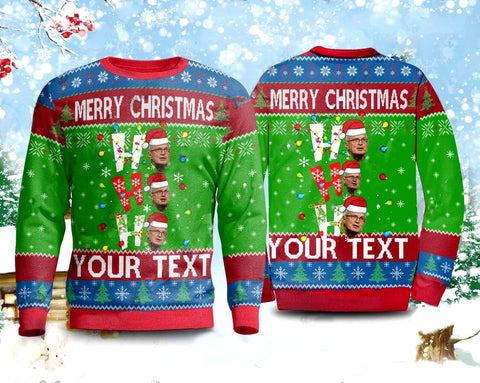 Merry Christmas Custom Face and Text Sweater for Christmas - Ugly Christmas Sweater