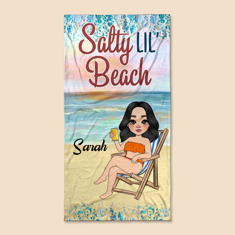 Salty LIL' Beach - Personalized Beach Towel - Best Gift For Summer