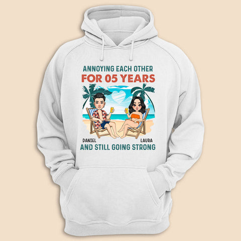 Couple Sitting Beach Chair - Personalized T-Shirt/ Hoodie - Best Gift For Summer