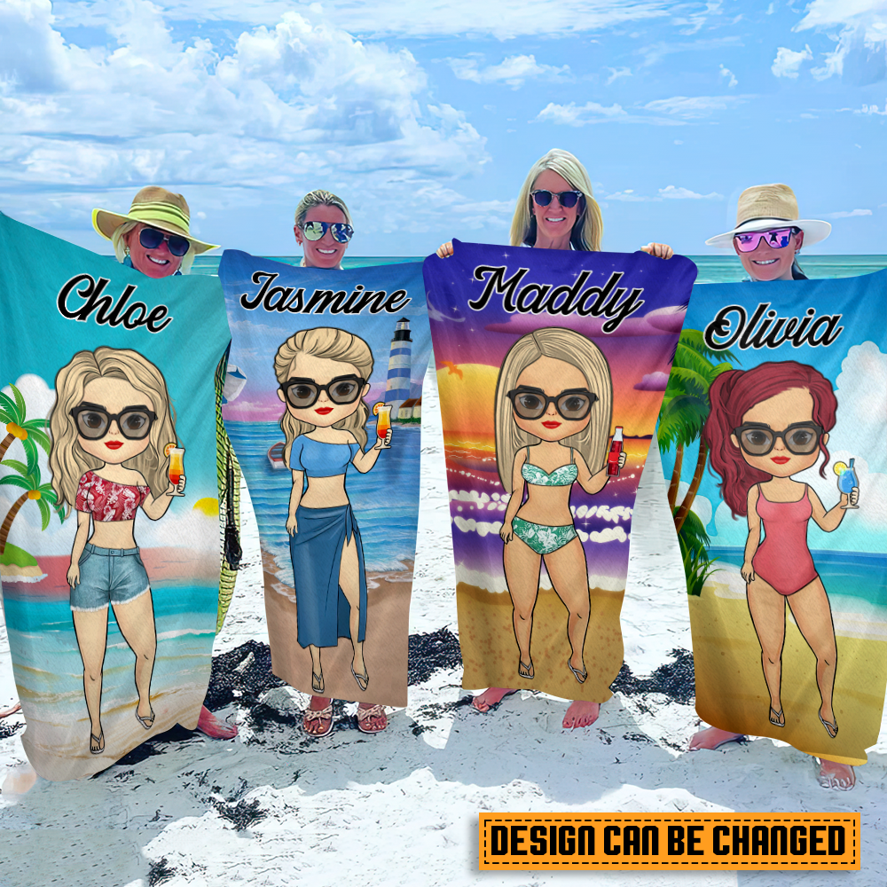 Chibi Lady - Personalized Beach Towel - Best Gift For Summer