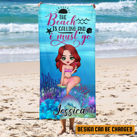 The Beach Is Calling And I Must Go - Personalized Beach Towel - Best Gift For Summer