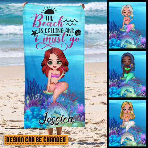 The Beach Is Calling And I Must Go - Personalized Beach Towel - Best Gift For Summer