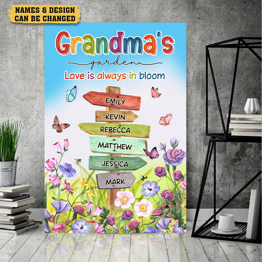 Grandma's Garden Butterflies - Personalized Poster/Canvas - Best Gift For Grandma