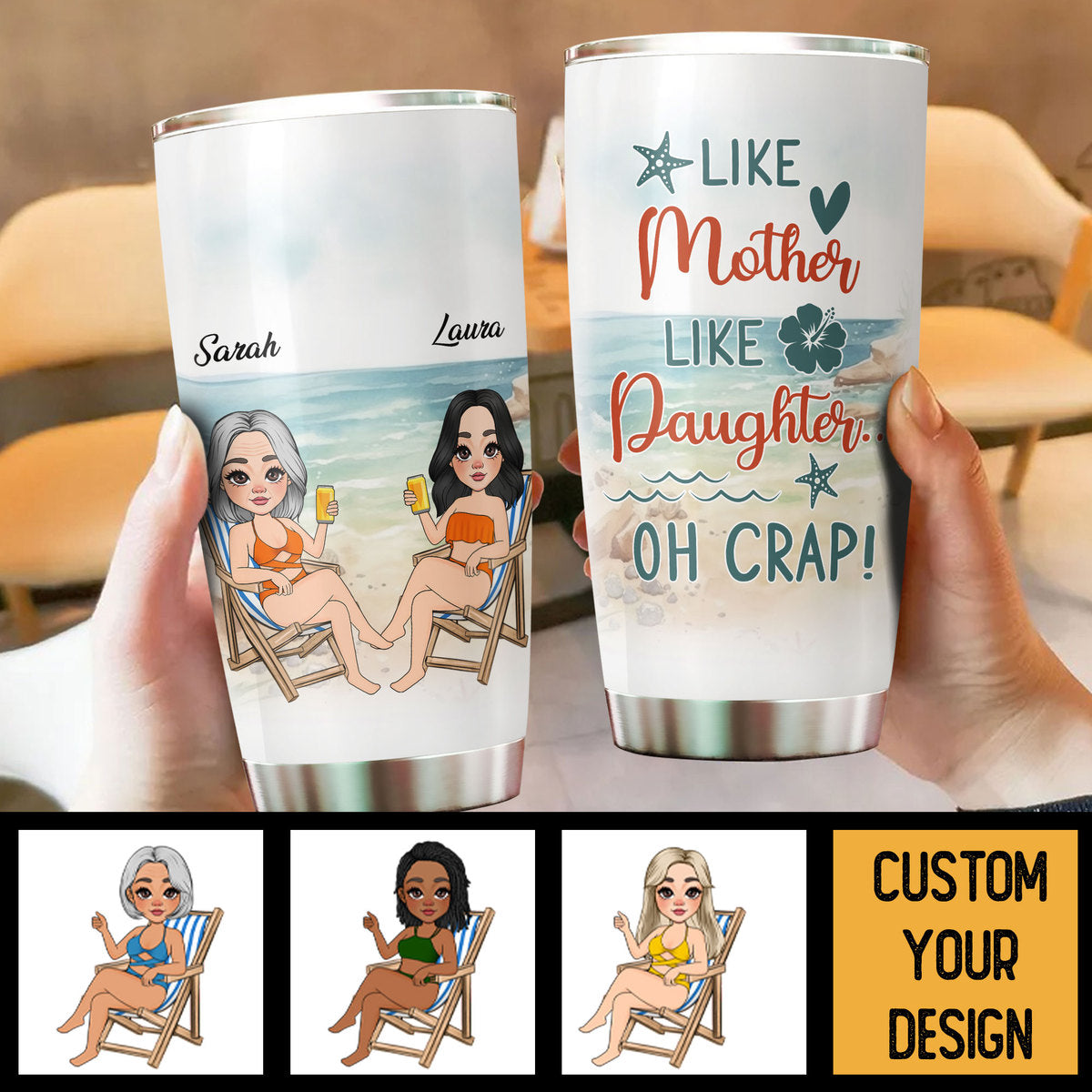 Like Mother Like Daughter (Summer Version) - Personalized Tumbler - Best Gift For Summer