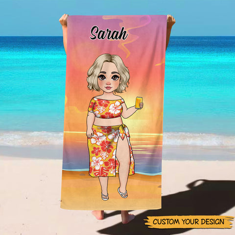 Tropical Summer Beach - Personalized Bath Towel - Best Gift For Summer