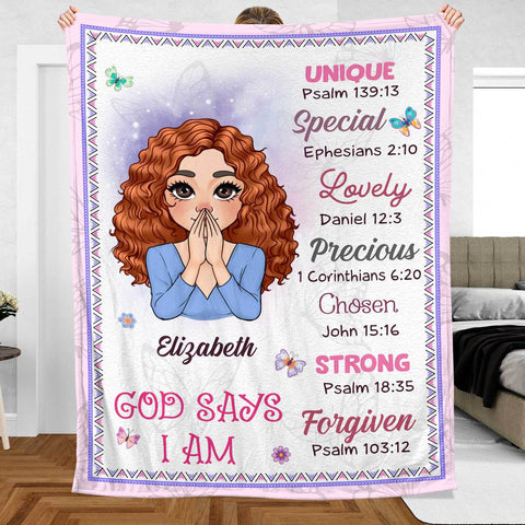 God Says I Am Pastel - Personalized Blanket - Meaningful Gift For Birthday