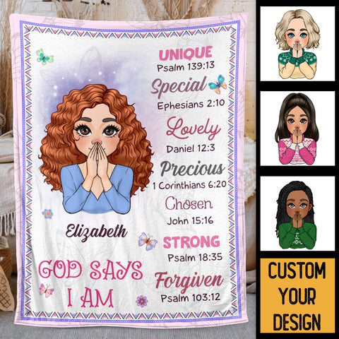 God Says I Am Pastel - Personalized Blanket - Meaningful Gift For Birthday