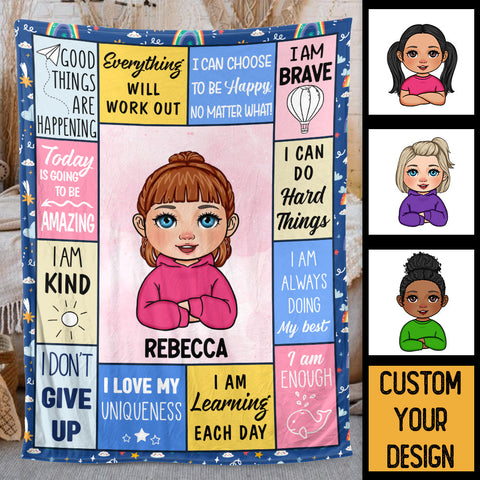 I Am Kind (For Kid) - Personalized Blanket - Meaningful Gift For Birthday
