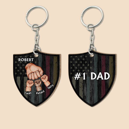 #1 Dad - Personalized Wooden Keychain- Best Gift For Father