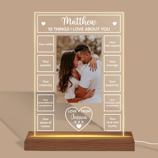 10 Things I Love About You - Personalized Rectangle Acrylic LED Lamp - Best Gift for Couple