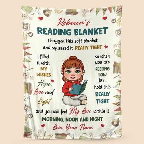 Kid Reading Blanket - Personalized Blanket - Thoughtful Gift For Birthday