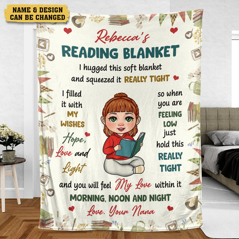 Kid Reading Blanket - Personalized Blanket - Thoughtful Gift For Birthday