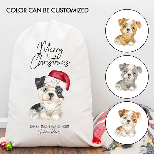 Personalized English Bulldog Christmas Treat Bag - Dog Christmas Treat Bag