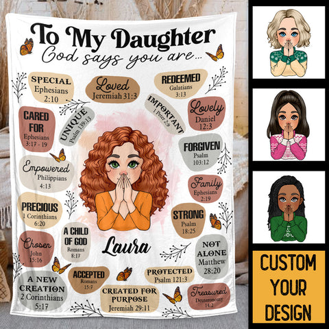 To My Daughter, Granddaughter, Son, Grandson God Says You Are - Personalized Blanket - Best Gift For Daughter, Granddaughter
