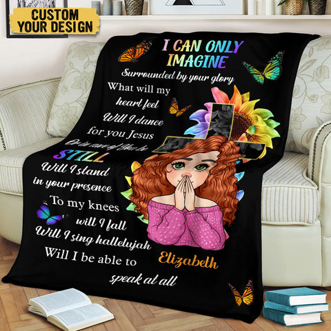 I Can Only Imagine Flower Faith - Personalized Blanket - Best Gift For Daughter, Granddaughter